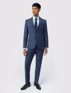 Anzugjacke mit Mikro-Karo-Performance-Slim-Fit-Optik
