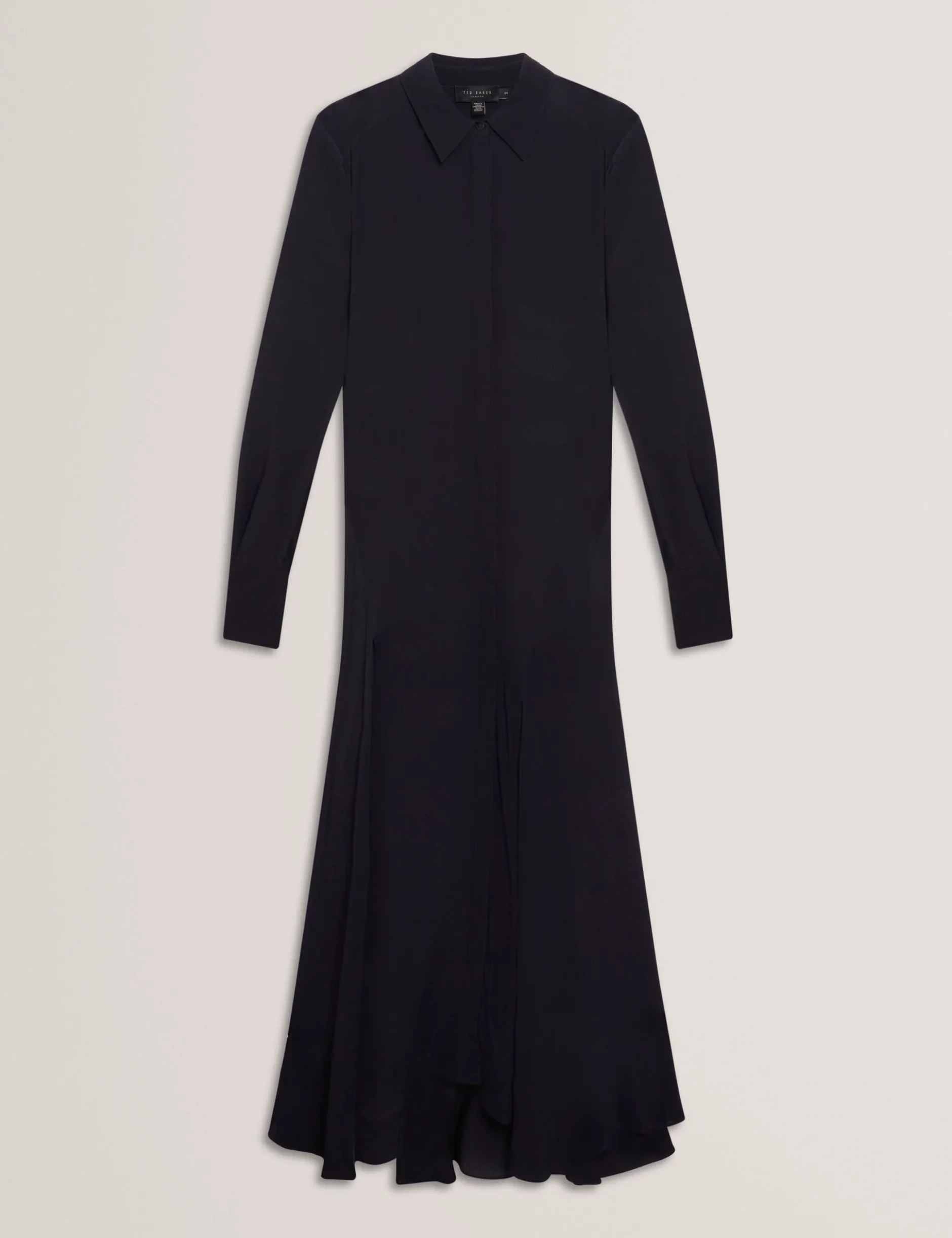 Asymmetrisches Crêpe-Midi-Hemdkleid