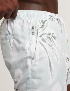 Badeshorts mit Palmenmuster, mittellang