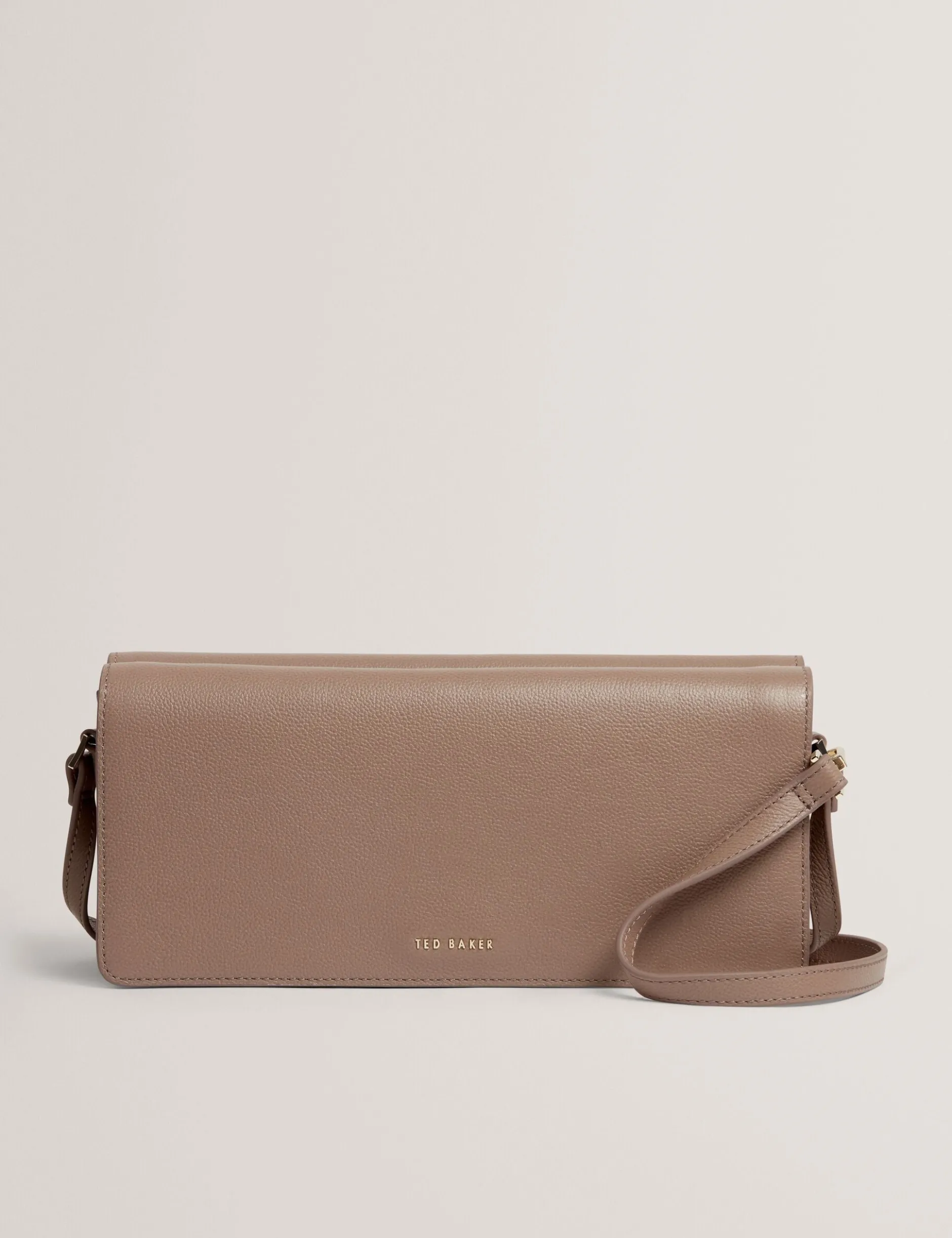 Baguette-Schultertasche aus Leder mit Überschlag