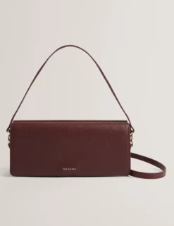Baguette-Schultertasche aus Leder mit Überschlag