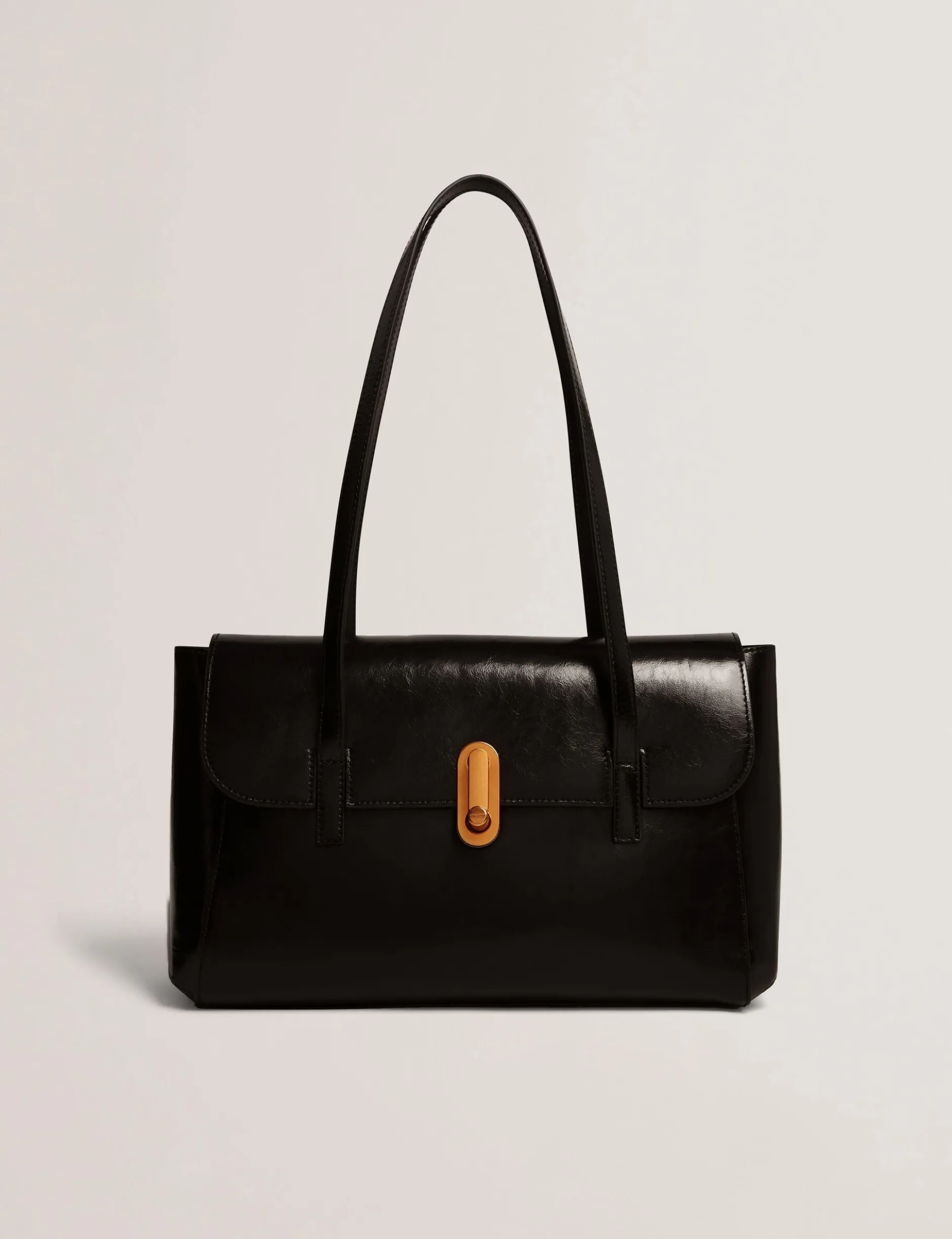 Baguette-Tasche aus geknittertem Leder mit Drehverschluss