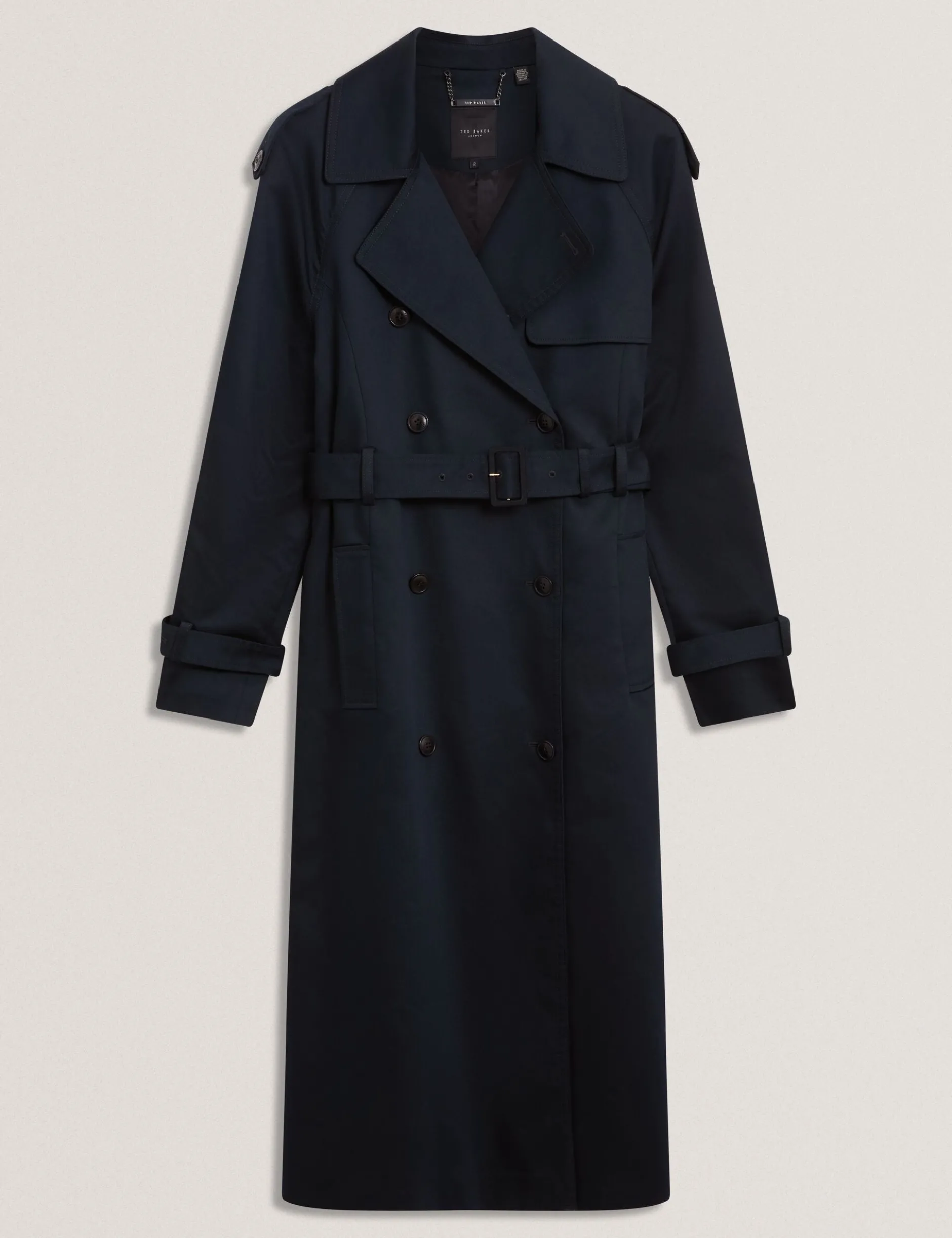 Baumwoll-Midi-Trenchcoat mit Gürtel