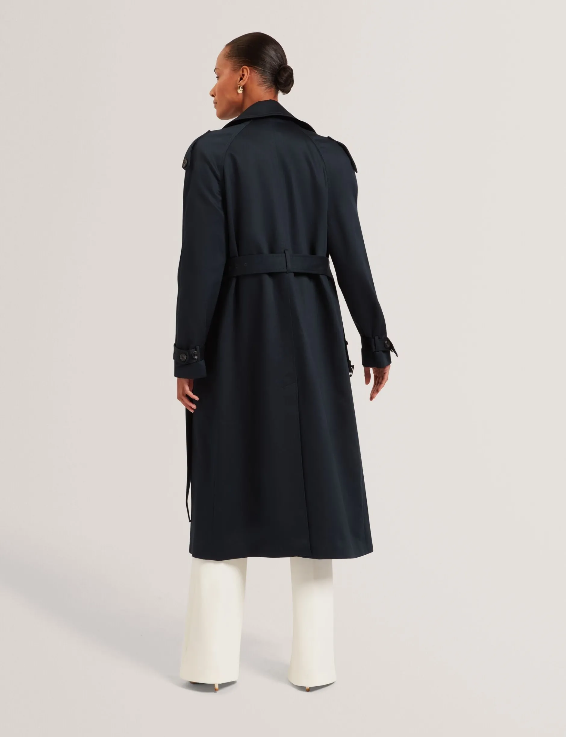 Baumwoll-Midi-Trenchcoat mit Gürtel