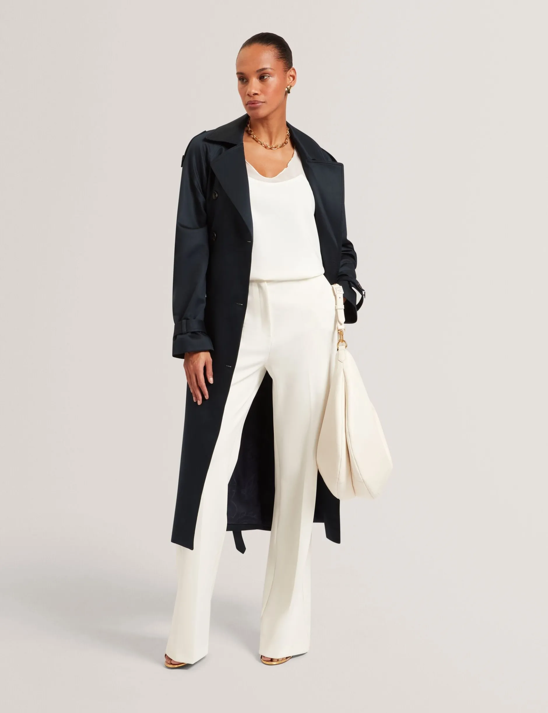 Baumwoll-Midi-Trenchcoat mit Gürtel