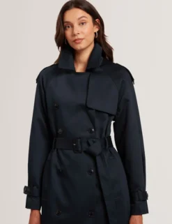 Baumwoll-Midi-Trenchcoat mit Gürtel