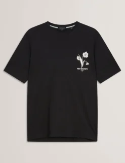 Baumwoll-T-Shirt mit Blumenlogo