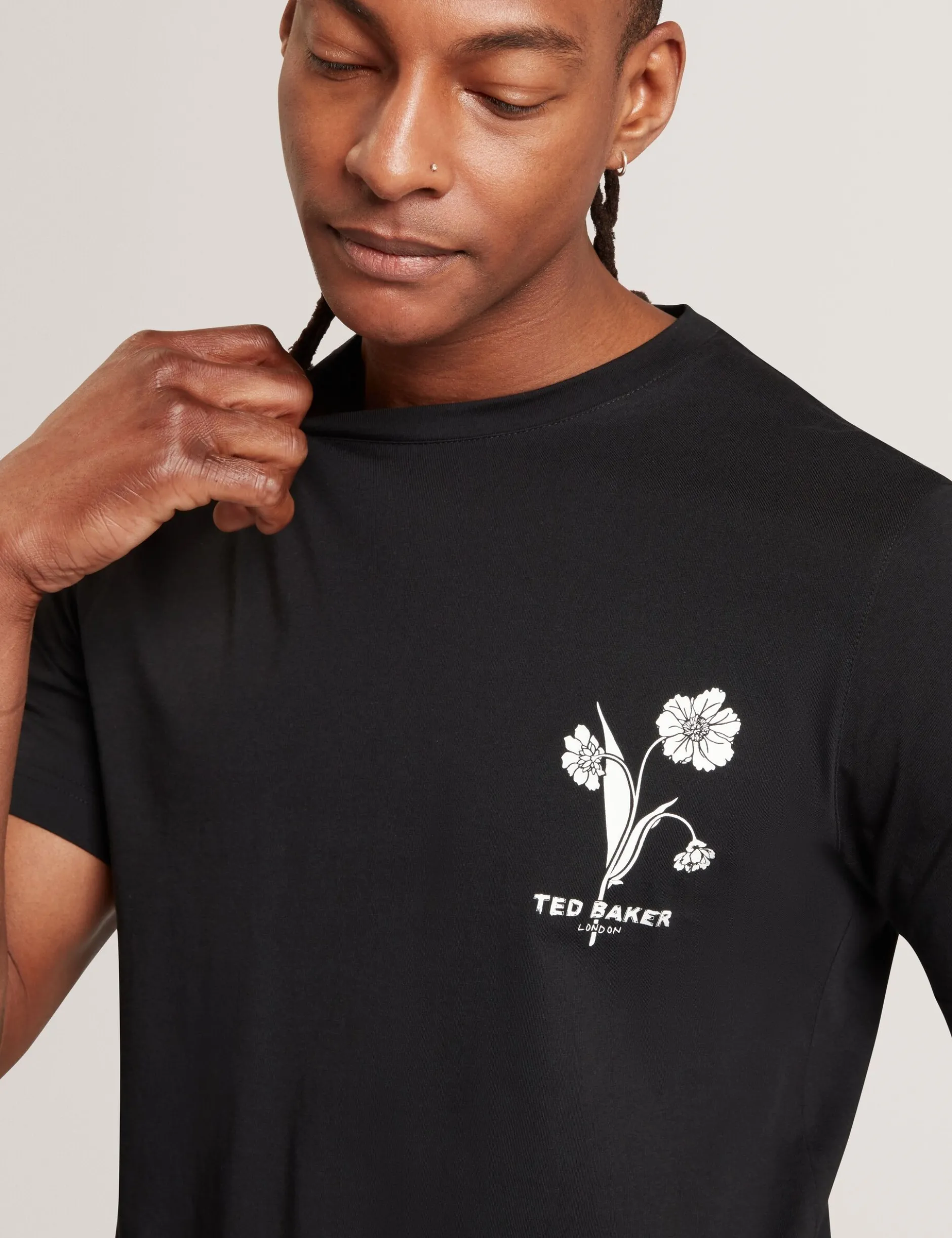 Baumwoll-T-Shirt mit Blumenlogo