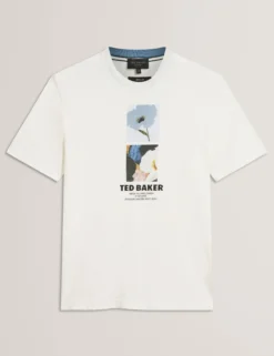 Baumwoll-T-Shirt mit doppeltem Blumenmuster