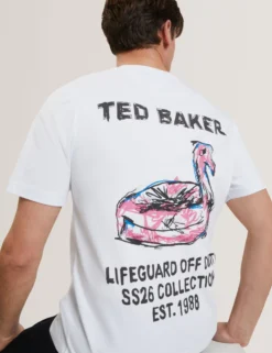 Baumwoll-T-Shirt mit Flamingo-Rückengrafik