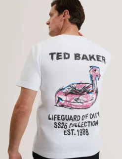 Baumwoll-T-Shirt mit Flamingo-Rückengrafik