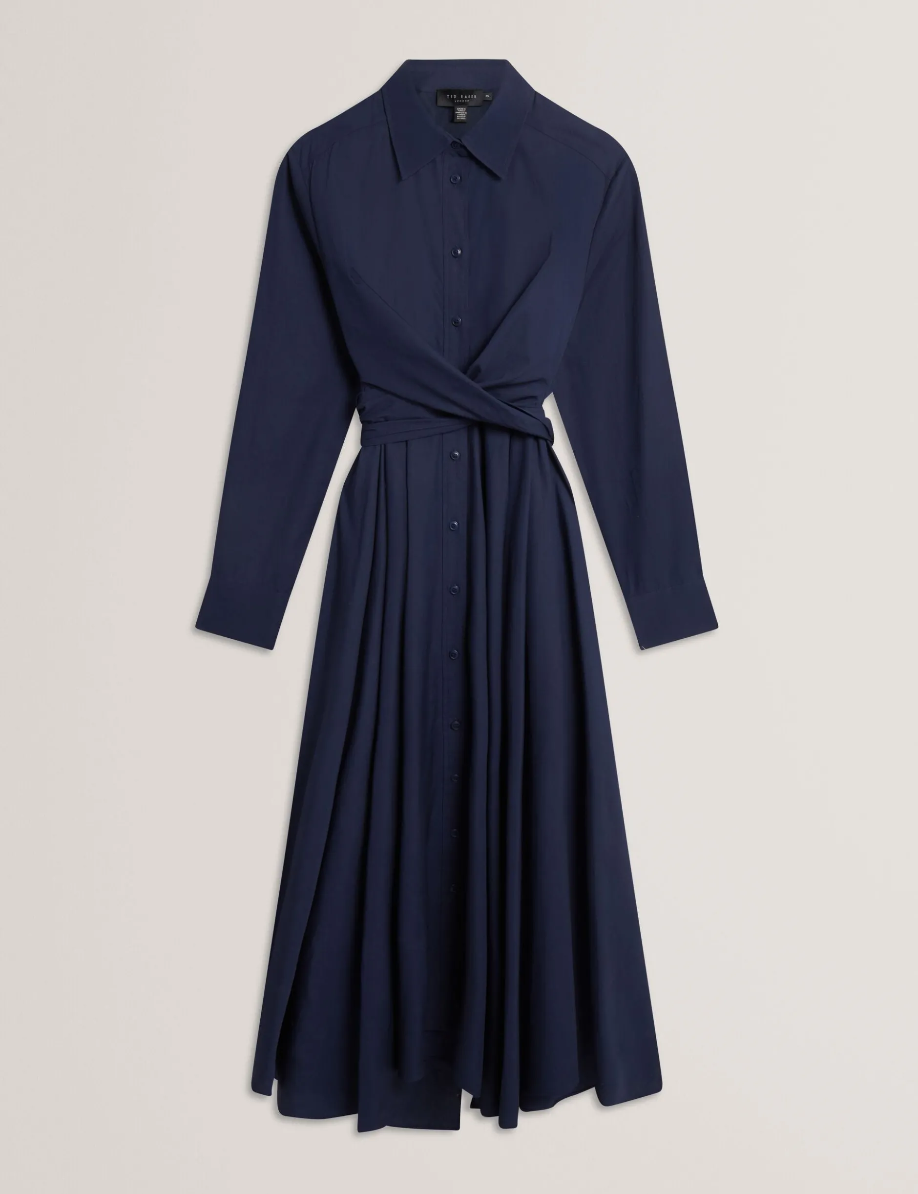 Baumwoll-Wickelkleid mit Cut-Outs, Midi-Länge, Hemdbluse