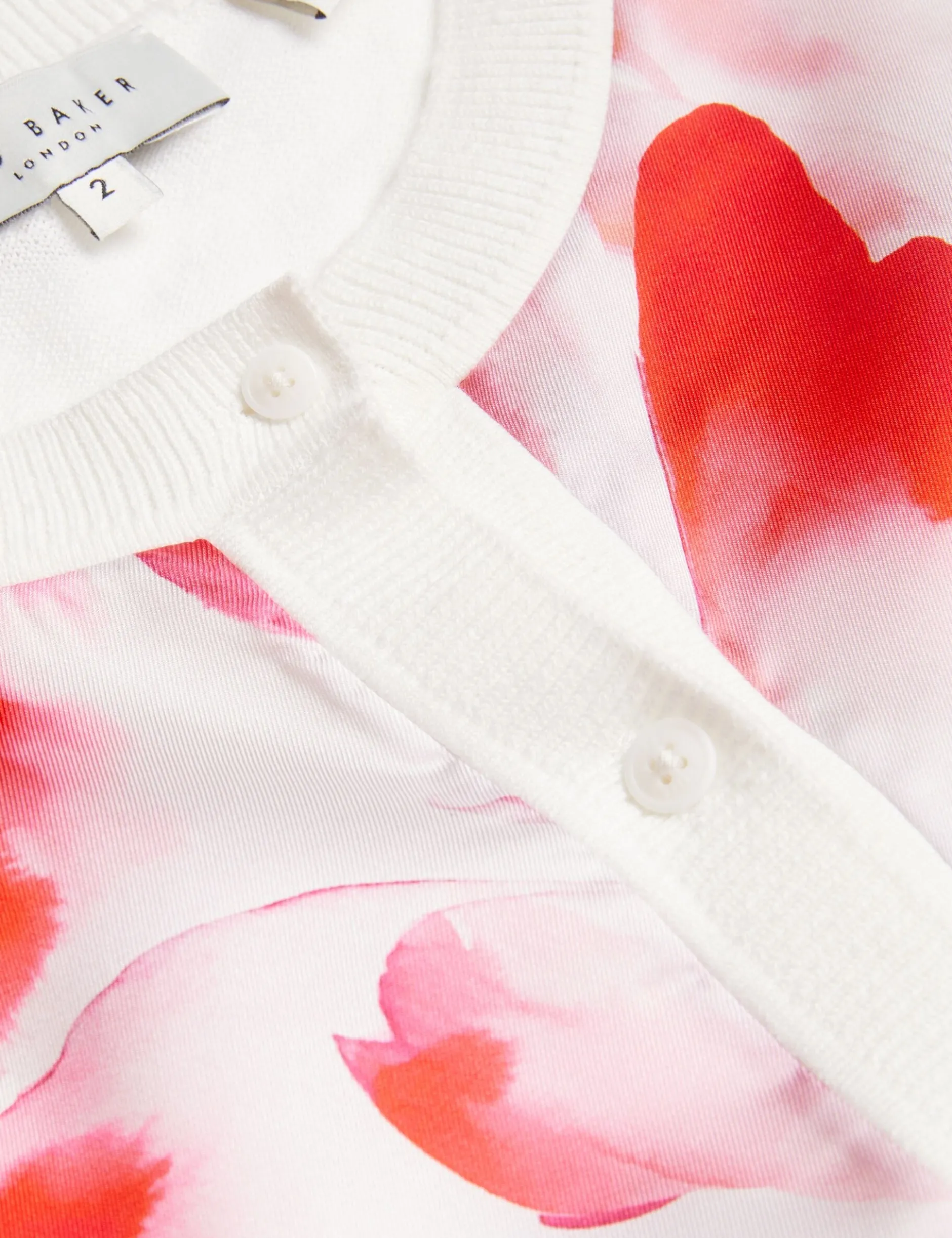 Bedruckter Leinen-Mix Cardigan mit 3/4-Arm
