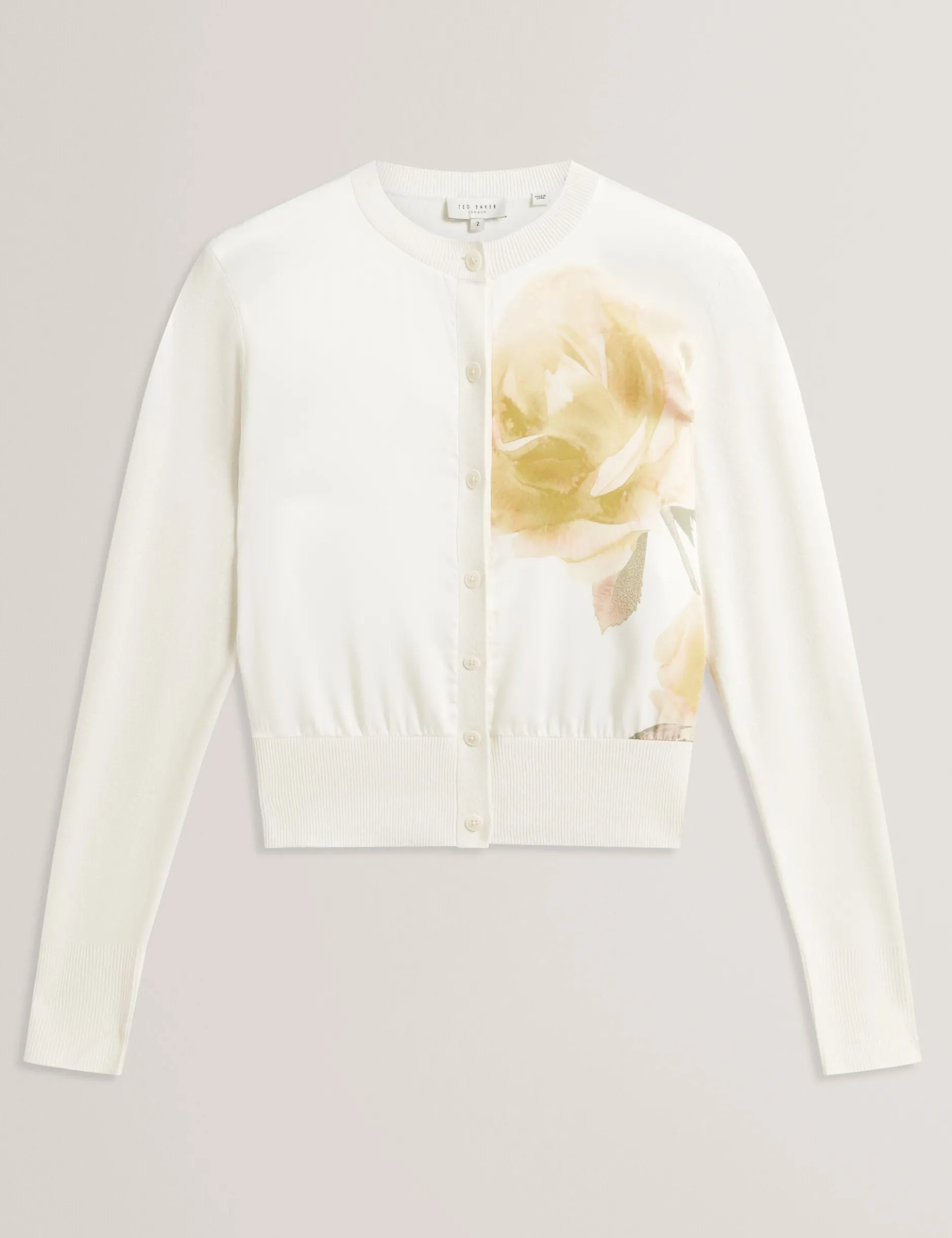 Bedruckte Strickjacke mit gewebter Vorderseite