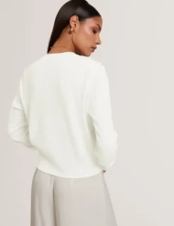 Bedruckte Strickjacke mit gewebter Vorderseite