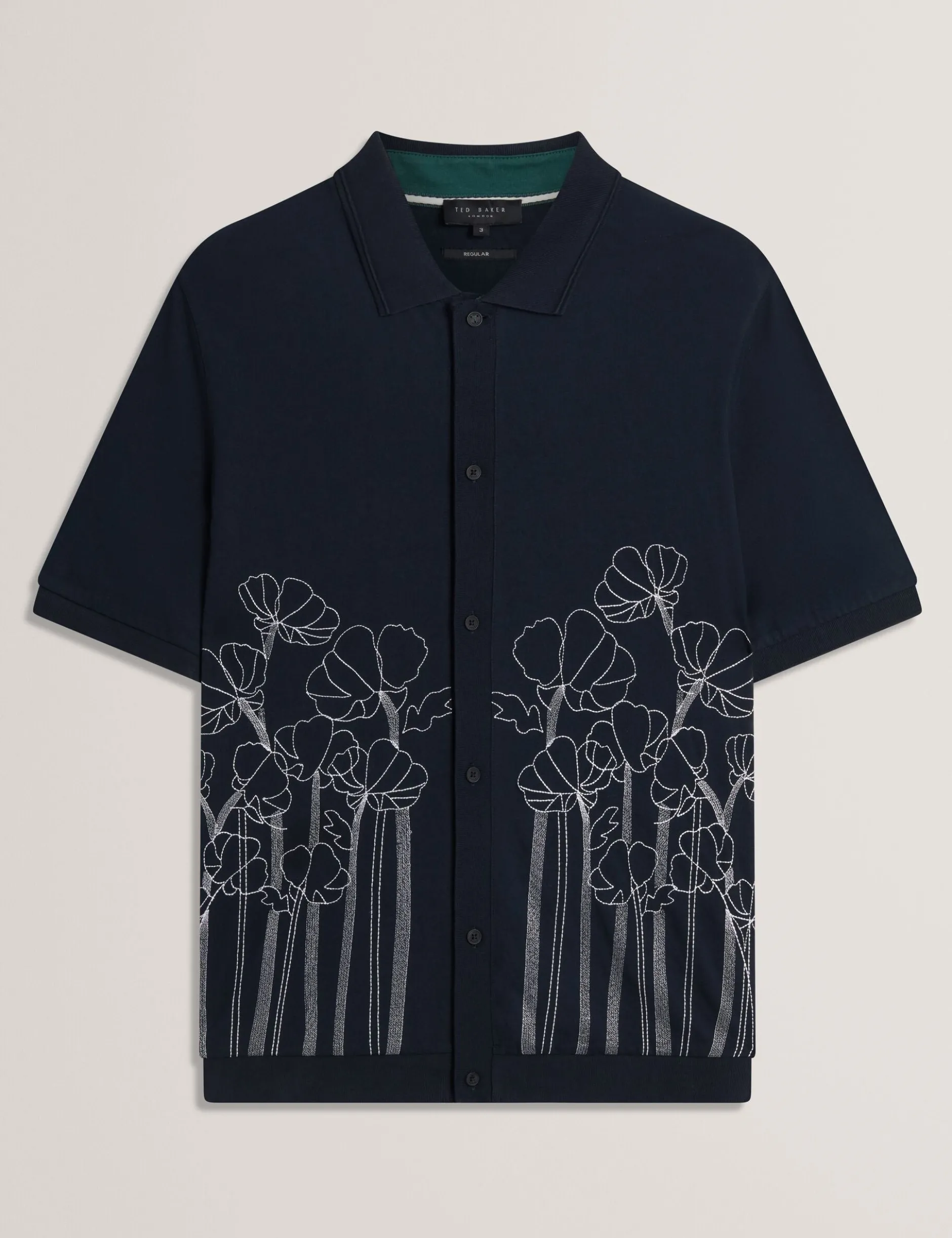 Besticktes Hemd aus reiner Baumwolle mit Blumenmuster