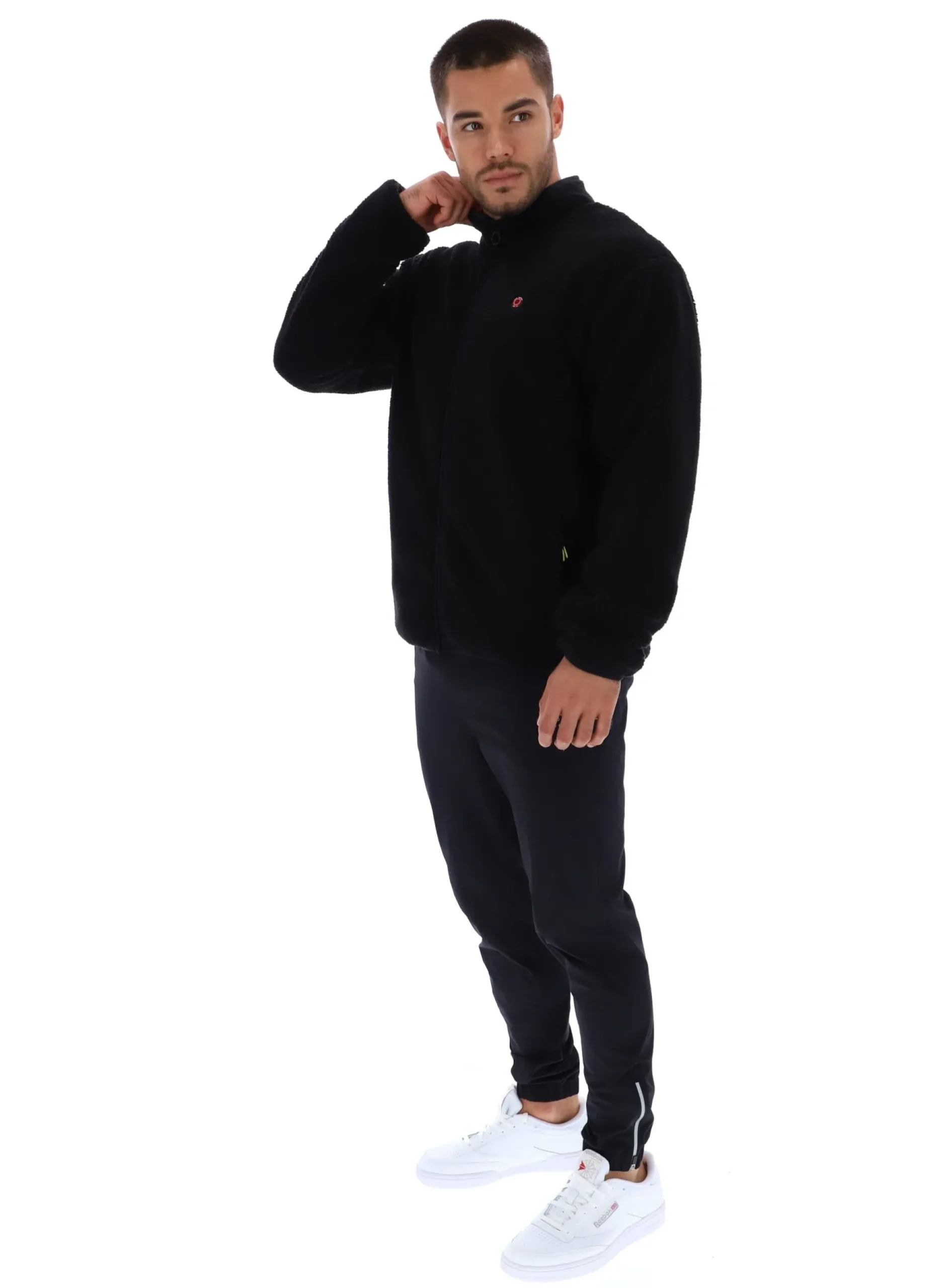 Borg Fleece-Trainingsjacke mit Reißverschluss