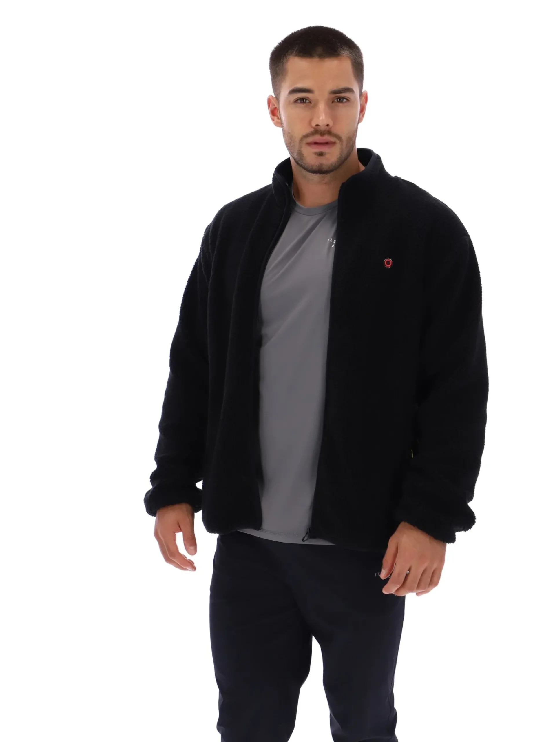Borg Fleece-Trainingsjacke mit Reißverschluss