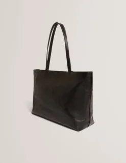 Breite Tragetasche aus genarbtem Leder