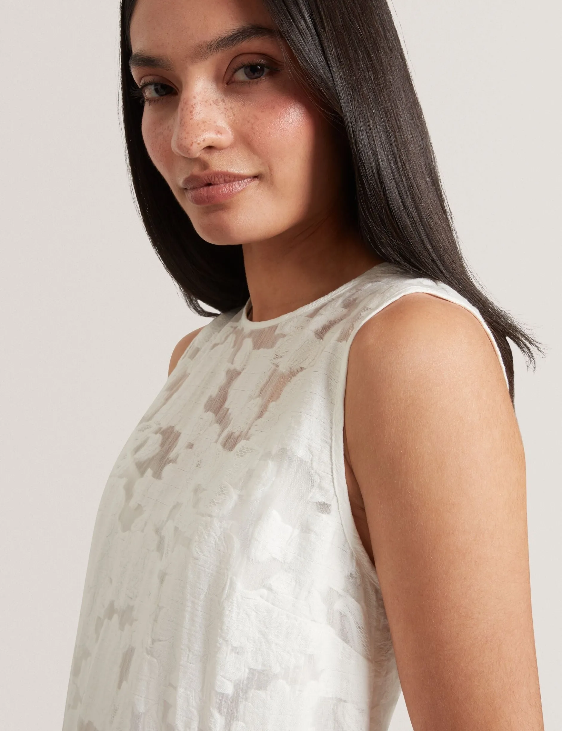 Burnout-Midi-Kleid mit Blumenmuster und tiefer Taille