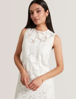 Burnout-Midi-Kleid mit Blumenmuster und tiefer Taille