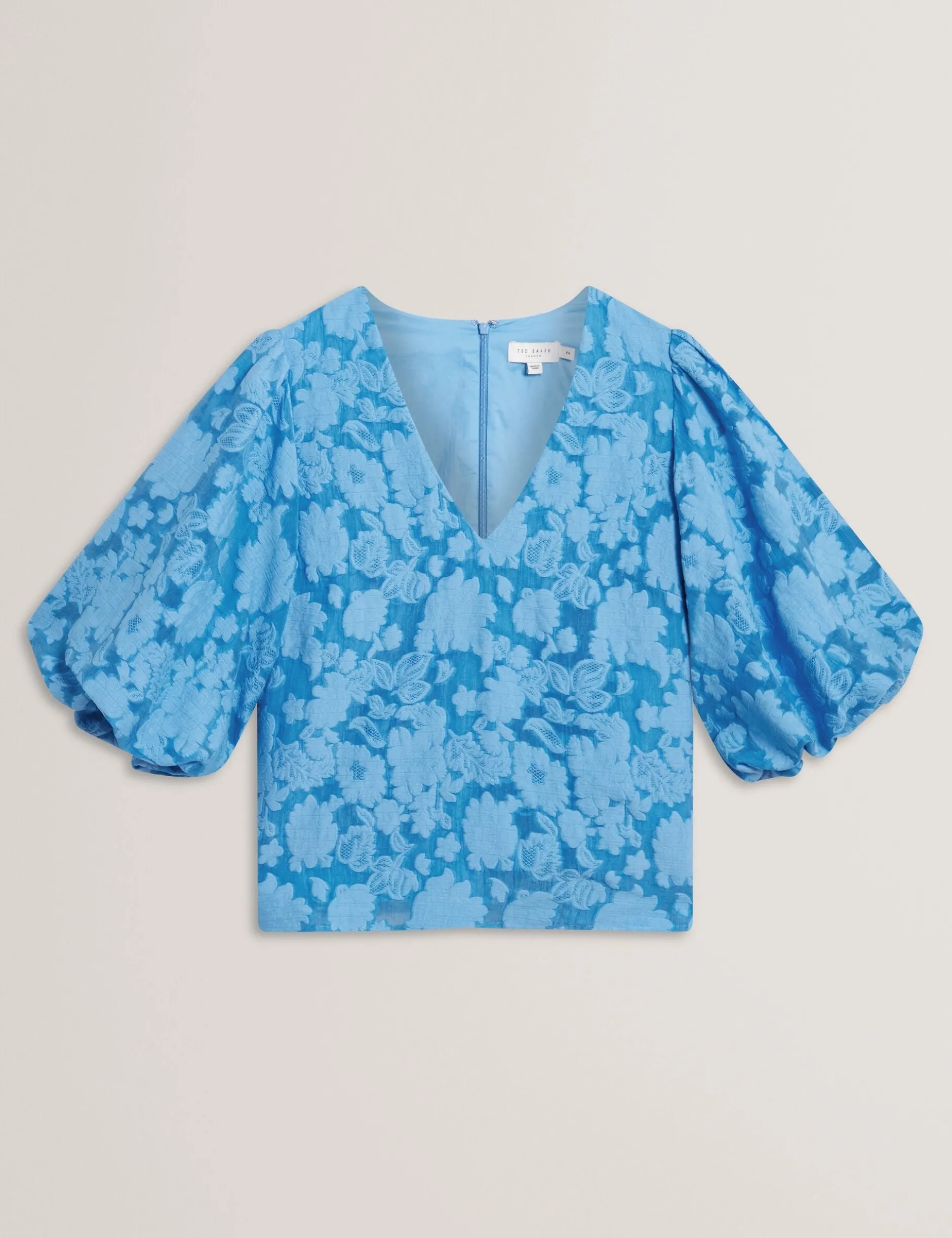 Burnout-Oberteil mit Blumenmuster und Puffärmeln