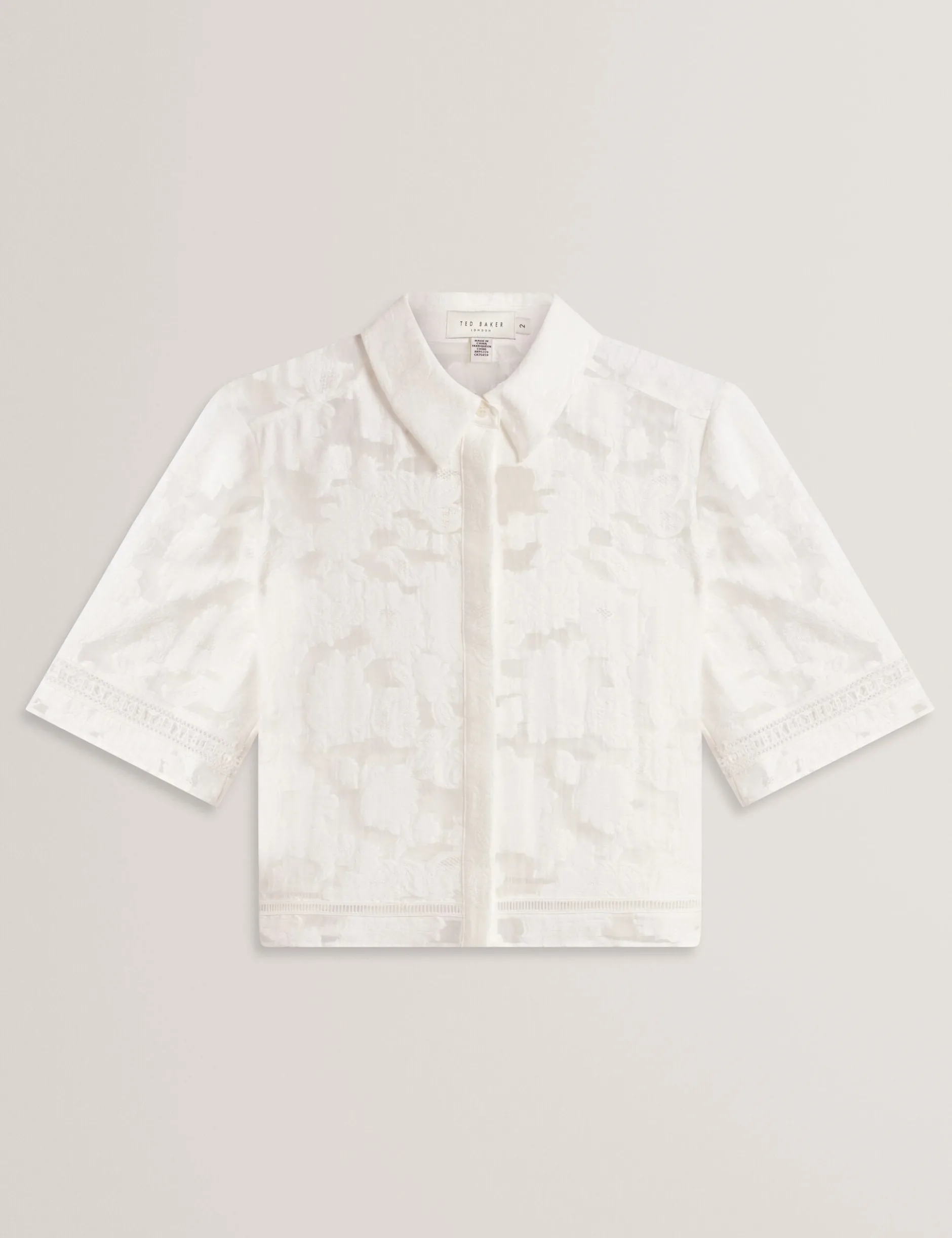 Burnout-Shirt mit Blumenmuster und verkürztem Schnitt