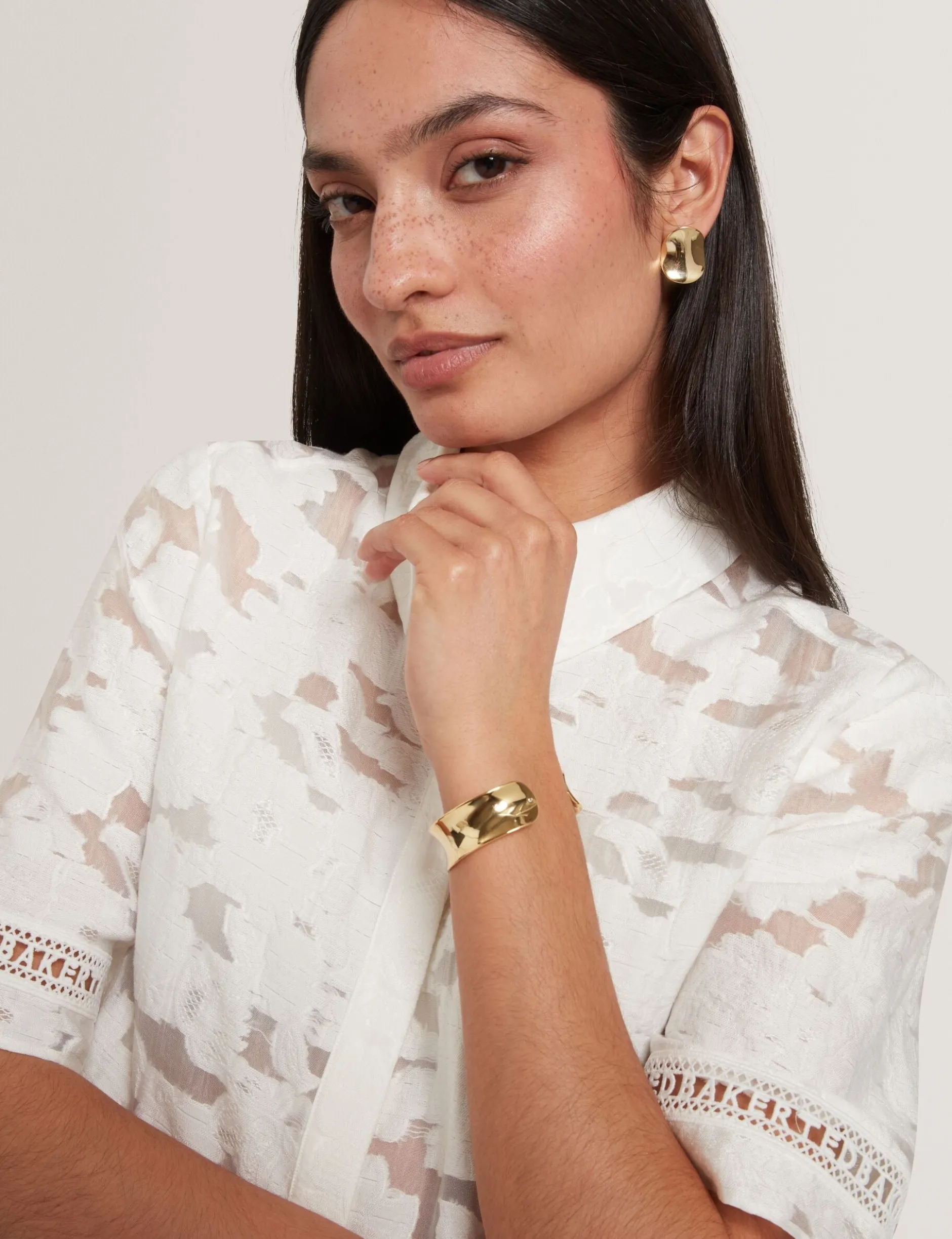 Burnout-Shirt mit Blumenmuster und verkürztem Schnitt