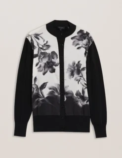 Cardigan mit einfarbigem Print und gewebter Vorderseite