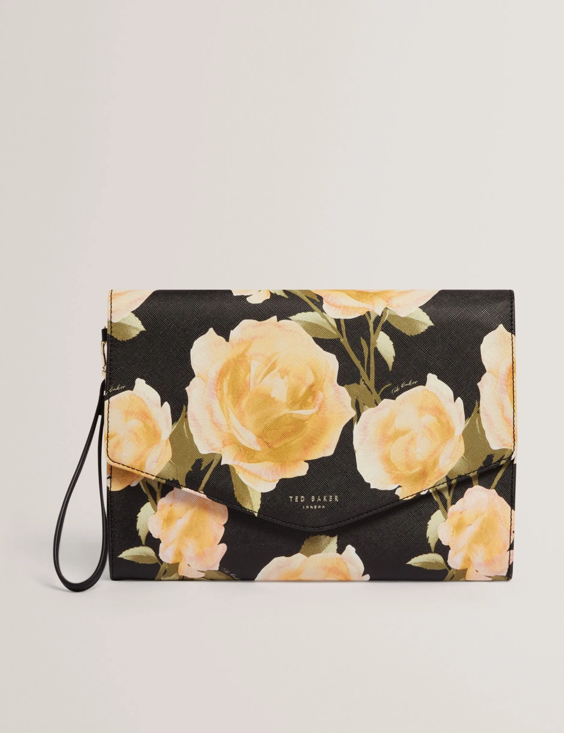 Clutch Bag mit gelbem Rosenmuster