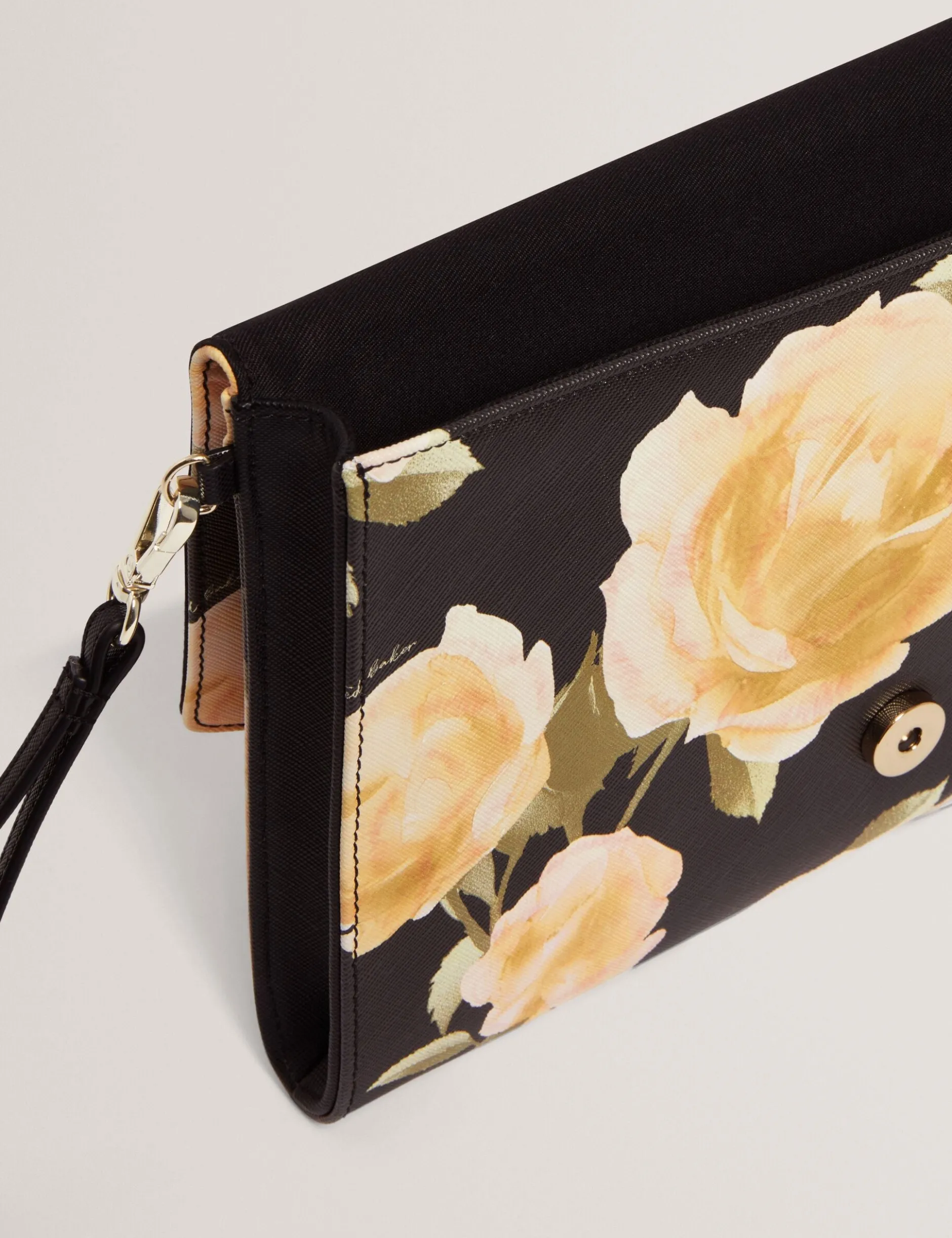 Clutch Bag mit gelbem Rosenmuster