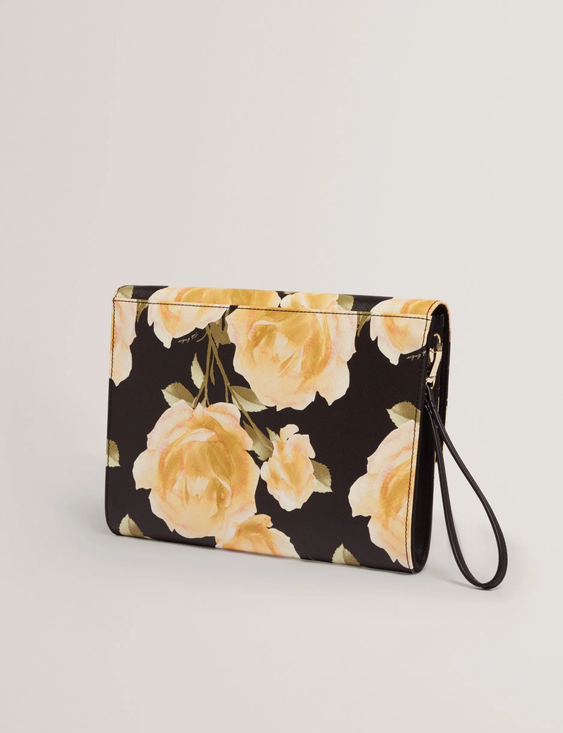 Clutch Bag mit gelbem Rosenmuster