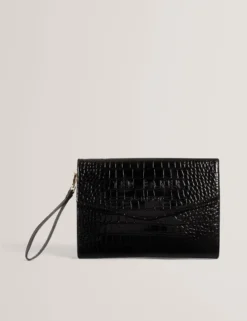 Clutch-Tasche in Kroko-Optik