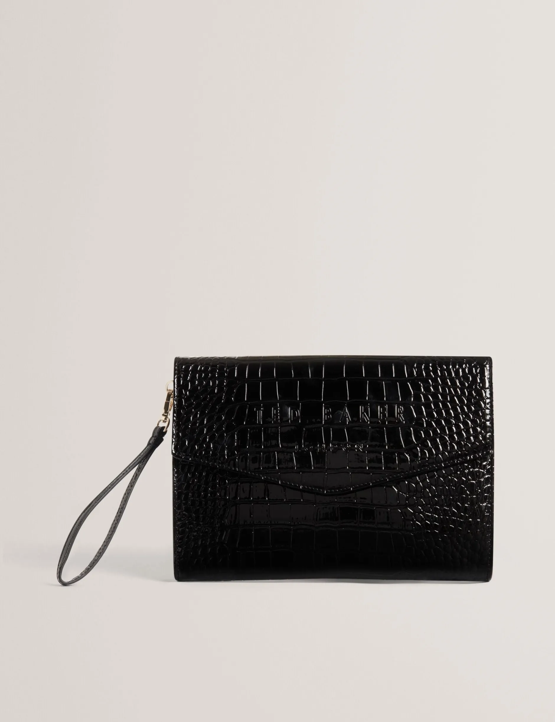 Clutch-Tasche in Kroko-Optik