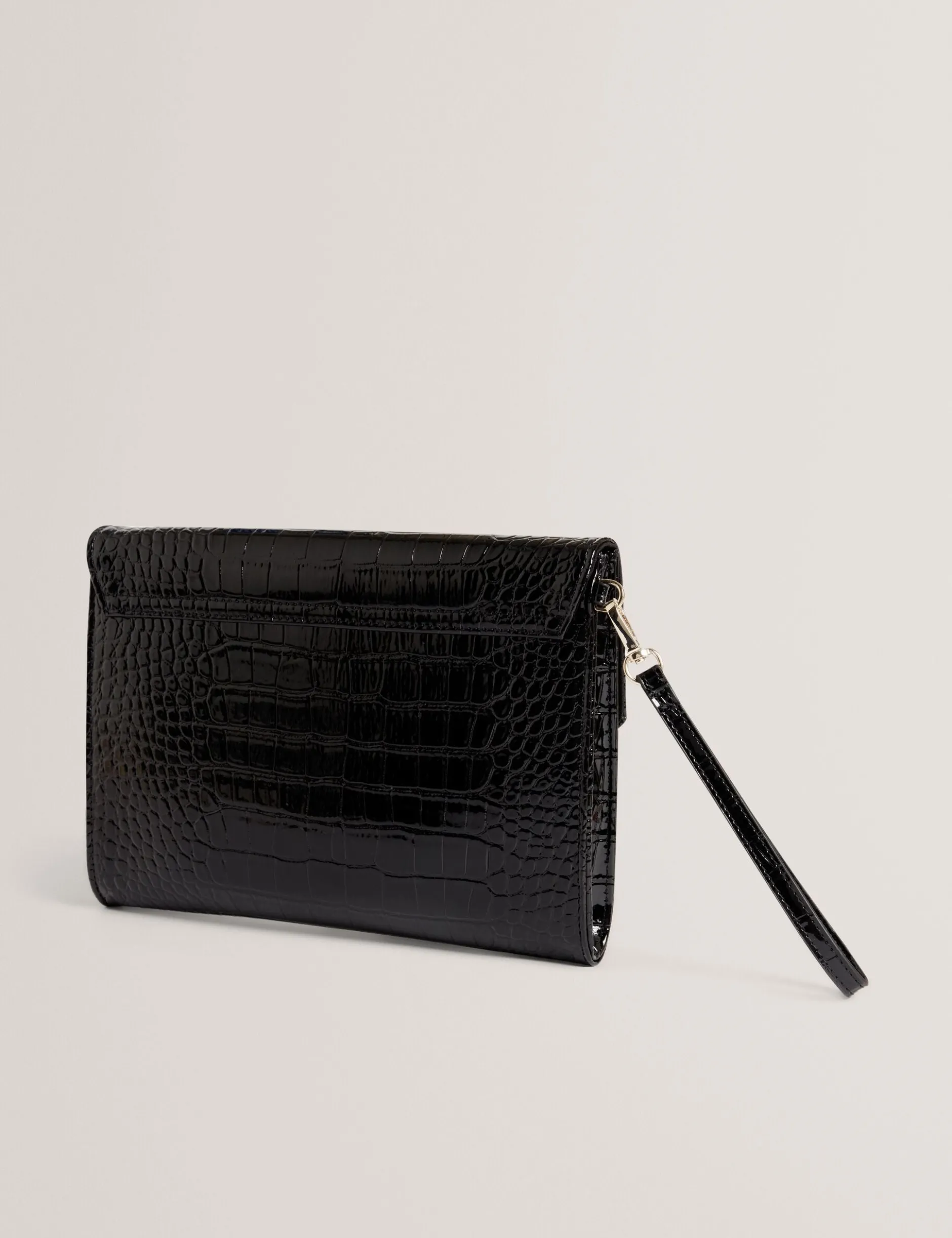 Clutch-Tasche in Kroko-Optik