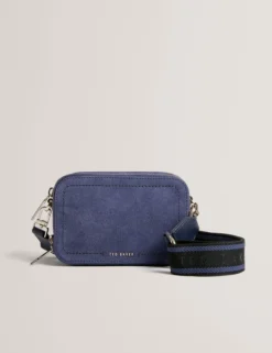 Crossbody-Kameratasche aus Wildleder mit Gurtband
