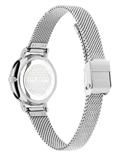 Crystal Dial Blue & Silver Mesh Watch