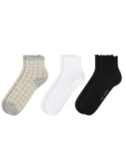 3er-Pack gemischte Rüschen-Knöchelsocken
