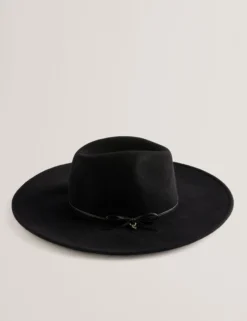 Fedora-Hut aus reiner Wolle mit Schleifendetail