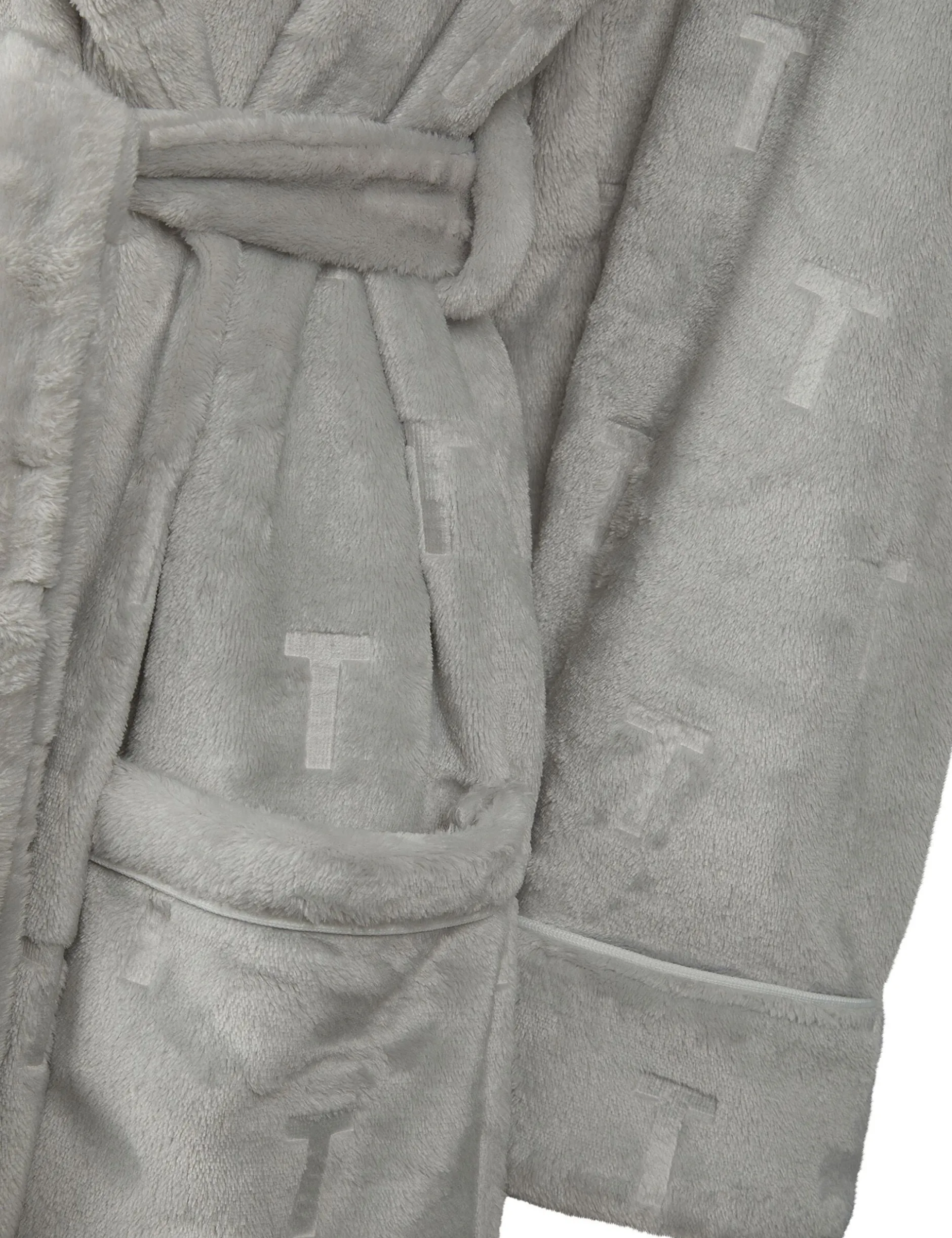 Flauschiger Morgenmantel mit Gürtel und geprägtem Logo