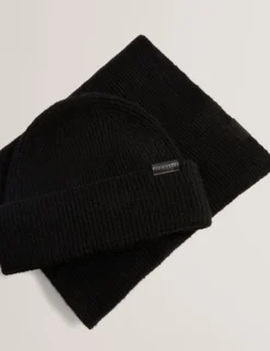 Geschenkset aus gerippter Mütze und Schal