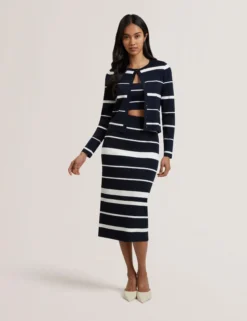 Gestreifter Strick-Bodycon-Tube-Midirock