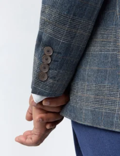 Glen Check Blazer aus hochwertigem Wollmischgewebe, schmal geschnitten