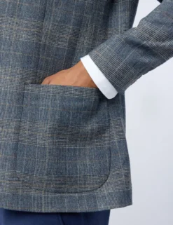 Glen Check Blazer aus hochwertigem Wollmischgewebe, schmal geschnitten