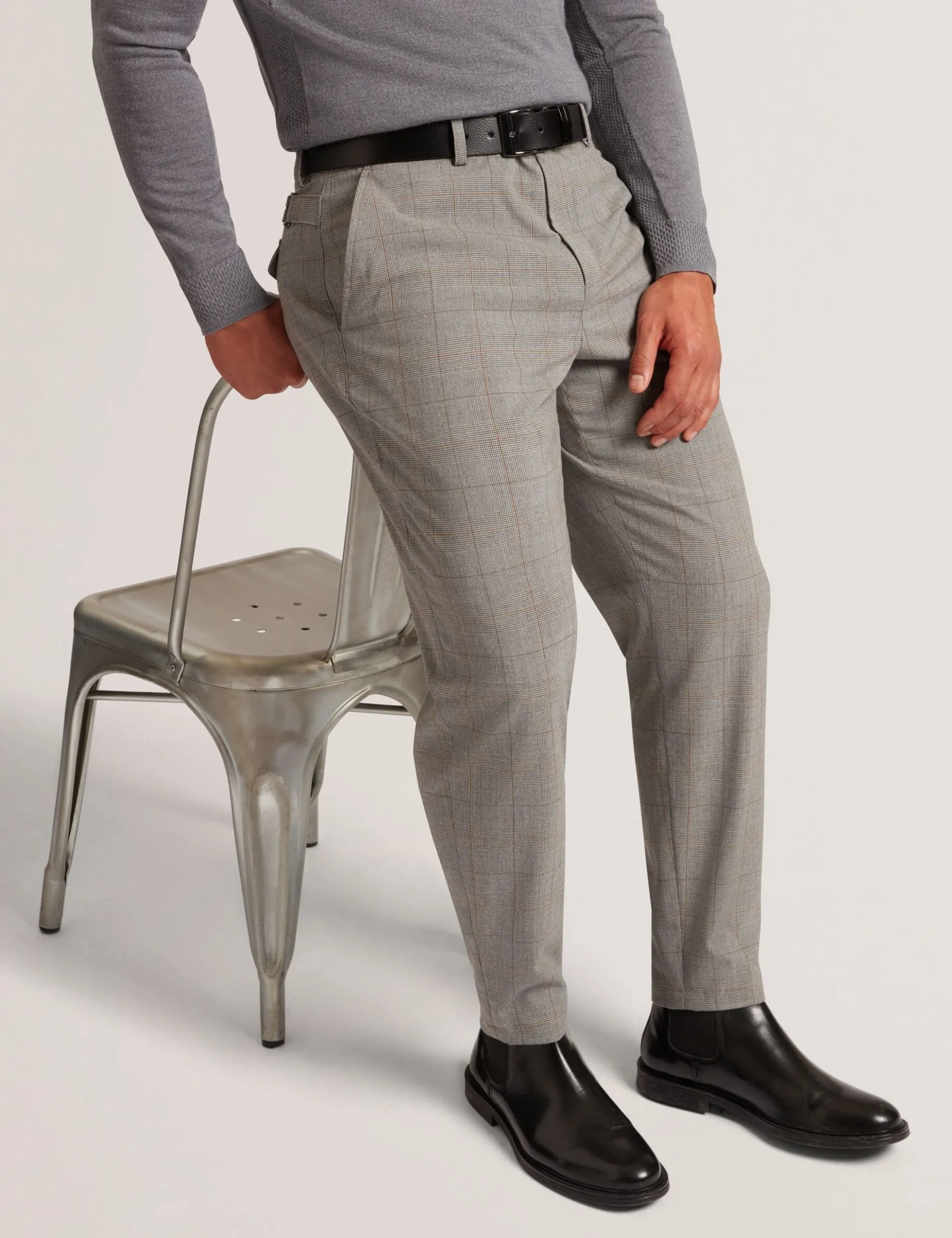 Glen Check Hose mit Bundfalten