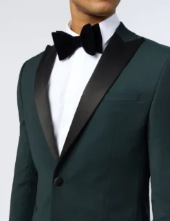 Grüne Slim-Fit-Smokingjacke aus Stretchwolle