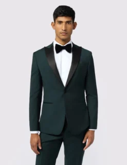 Grüne Slim-Fit-Smokingjacke aus Stretchwolle