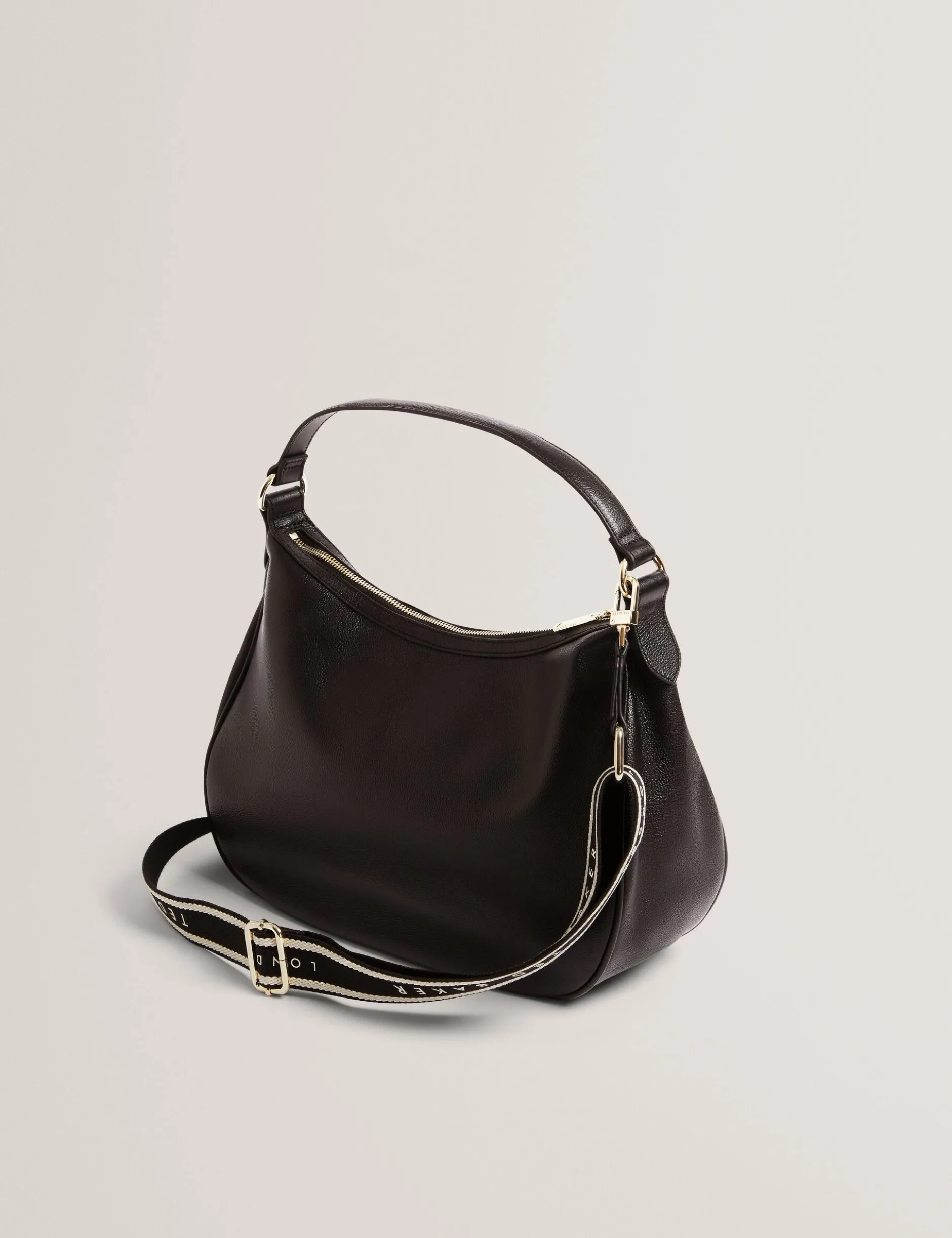 Große Hobo-Tasche aus Leder mit Gurtband