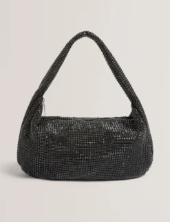 Große, mit Kristallen verzierte Schultertasche