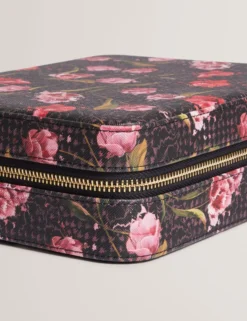 Großer Schmuckkoffer aus PU mit Blumenmuster